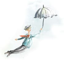 Человек летит с зонтом